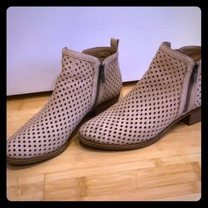 Lucky Brand Perforated Taupe Booties